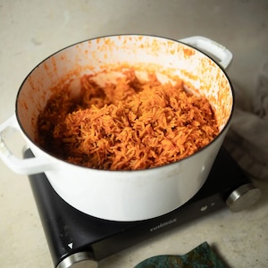 jollof stew in a pot